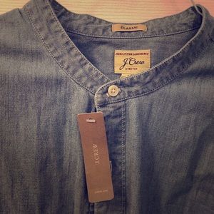 NWT Never worn J.Crew chambray band-collar shirt